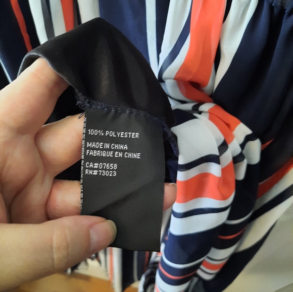 QED London Size L Button Down Sleeveless High-Low Striped Sheer Midi Dress NWT - Picture 9 of 10